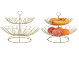 2 Tier Fruit Bowl Modern Nordic Design Geometric Detachable Gold Fruit Basket for Home Decoration V1294-YM0714-3118210368911