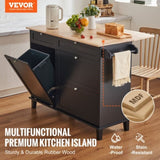 VEVOR Kitchen Island Cart Storage Cabinet Serving with Drawer & Trash Cabinet V952-QFBGDKCFDHS4I07P2V0