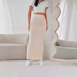 Ribbed Maxi Skirt Women'S Maxi Skirt Black Maxi Skirt Beige Maxi Skirt Trendy - Black - Size M V1403-942-67739-BLK-M