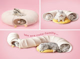 White Cute Foldable Cat Tunnel Bed with Dual-Zipper Detachable & Connectable Design - 2-in-1 V888-ELOSUNG49480