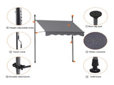 Instahut Window Fixed Pivot Arm Awning Outdoor Door Canopy 2X1.8M Grey AWN-B-FIXED-POLE-12-GY