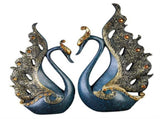 2PCS Peacock Ornaments Natural Resin Desktop Peacock Sculpture for Wine Cabinet TV Cabinet Home Blue V1294-YM0626-3115220162111