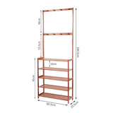 Bamboo 5-Tier Hat Coat Shoe Rack Entryway Bench Hanger Storage V178-66750