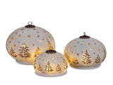 Christabelle 3 White Glass Christmas LED Light Up Spheres Gold Forest Table Decor Xmas Ornament 112_YAN400