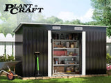 PlantCraft Galvanised Steel Garden Shed 2.38 x 1.31 x 1.82m, with 2 Sliding Doors, 2 Air Vents, V219-GSDSTLPC31SA