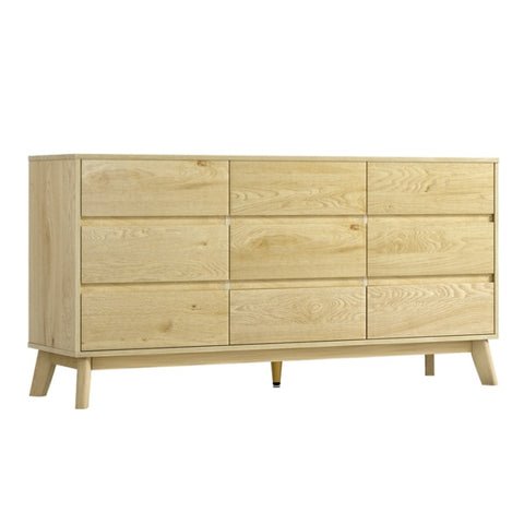 Artiss 9 Chest of Drawers Tallboy Cabinet - XAVI Pine FUR-U-CDR-9D-WD-ABC