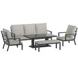 Gardeon 5-Piece Outdoor Furniture Setting Table Chair Set Aluminium Sofa 7-Seater ALU-SOFA-5PCS-BENCH-AB