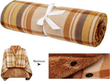 Brown Rasa 100x140cm Wearable Fleece Blanket - Soft, Warm & Anti-Pilling, Stylish Plaid Design V888-ELOSUNG19113