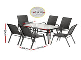 Gardeon 7PC Outdoor Dining Set Table and Chairs Patio Furniture Bistro Set Garden Black FF-DINING-140-7PCS-BK