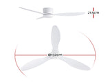 Devanti 52'' Ceiling Fan 3 Blades DC Motor w/Light w/Remote White CF-C-52-70L-WH