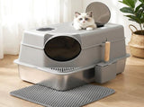 i.Pet Cat Litter Box Large Stainless Steel High Sided Pet Toilet Odour Control PET-CLB-STL-CV-LTGR