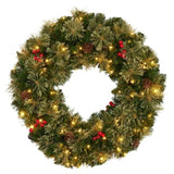 61cm Bristle Berry Christmas Wreath with Multi Functions Lights 112_OPBB61