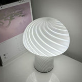 Dimmable Mushroom lamp,Glass Mushroom Bedside Table Lamp Small Nightstand Desk lamp Swirl Light for V1369-AZ3-W-26316