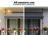 Instahut Window Fixed Pivot Arm Awning Outdoor Door Canopy 2X1.8M Grey AWN-B-FIXED-POLE-12-GY