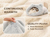 Cozy Heated Two-in-One Plush Cat Cave Bed with USB-Powered Warming, Multi-Level Temperature Control, V1341-ZY-RER9DMXK-GREY