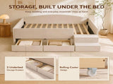 Artiss Single Upholstered Daybed with Side Stairs & Storage Drawers, Beige XFSI-DBRK642S-AB