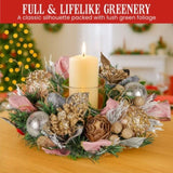 Christabelle 26cm Christmas Centrepiece Lush Green Holiday Jewelled Baubles Foliage Flowers Pin 112_GUE527