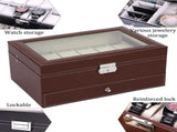 12 Slot PU Leather Lockable Watch and Jewelry Storage Boxes V178-84503