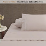 Accessorize White/Natural Piped Hotel Deluxe Cotton Sheet Set King V442-HIN-SHEETS-HOTELPIPED-WHITENATURAL-KI