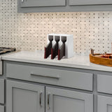 White Acrylic Utensil Holder with 3 Compartments, Compact Spoon and Fork Organizer for Kitchen V1370-AZ4-20093