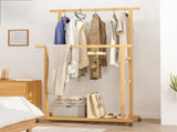 Double Rail Heavy Strong Rolling Clothes Rack with Trousers Rack & Bottom Shelf V767-JJ-ZY643
