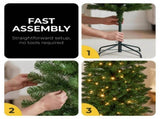 Christabelle 1.8m 6ft Pencil Pine Christmas Tree Pre Lit Multi Function LED Slim Artificial Ind 112_WFLPP6