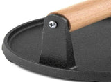 Squid Press Metal Round Patty Maker Meat Press Flattener Plate Barbecue Tool with Wood Handle for V1294-YM0626-3118230008711