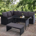 Gardeon Outdoor Dining Set Sofa Lounge Setting Chairs Table Bench Black Cover ODF-SDBOSS-1BENCH-BK-COVER