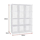 12 Cube Wire Grid Organiser Bookcase Storage Cabinet Wardrobe Closet White V63-827871