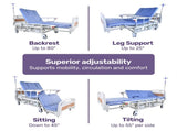 EQUIPMED Electric 8 Function Medical Bed , w/ Mattress & Over Bed Table, Adjustable Back and Leg V219-BNSADBEQE07A