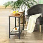 Industrial Side Table 2-Tier With Mesh and Metal Frame Rustic Brown V178-11086