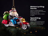 Christabelle 6 Glass Christmas Baubles Motorcycling Santa Novelty 11cm Xmas Tree Decorations Ha 112_YAN320