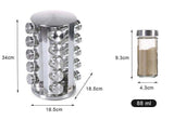 20 Glass Jars with Labels, Transparent, Rotating Spice Tower V1237-ZY-506-0001