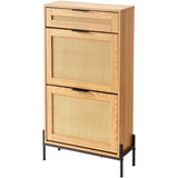 VEVOR Rattan Shoe Cabinet, Narrow Shoe Storage Organizer with 2 Flip Rattan Drawers & 1 Slide V952-FCTBXJ2C1XC2OJCICV0