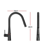 Cefito Kitchen Mixer Tap Pull Out Round 2 Mode Sink Basin Faucet Swivel WELS Black TAP-A-82H52-BK