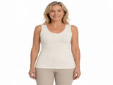 Thermo Fleece Womens Merino Wool Blend Thermals Scoop Neck Tank Top w/ Lace- Natural V563-TF-LWBTANKTOP-NAT-L