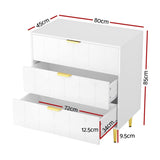 Artiss 3 Chest of Drawers Lowboy Cabinet White FURNI-C-CDR-03-WH-AB