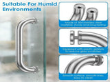 4-Pack Stainless Steel Shower Door Handles Smooth Single Bar Grip, Protective Rubber End Pads, V1369-AZ3-W-12041