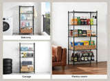 Artiss 5-Tier Kitchen Rack Shelf Shelving Unit 55x30x150CM Adjustable Metal Storage Shelves Black KR-MEL-5S-55-BK