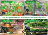 Solar-Powered Automatic Drip Irrigation Kit with 180&deg Adjustable Stake,m Watering Hose for Up to V1341-ZY-WGP8BX2Y-BLACK