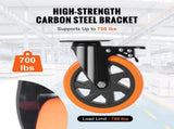 Caster 152.4 mm Swivel Plate Casters, Set of 4, with Security A/B Locking No Noise PVC V952-PBJLCSJAZ4J56BOYXV0