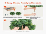 Artificial Topiary Boxwood Trees with Ground Spike, 2 Set 559mm Faux Shrubs & Bushes Potted Plants, V952-DDMJCRGXJHYMH3FA0001V0