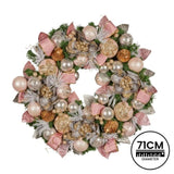 Christabelle 71cm Christmas Wreath Pink Front Door Decoration Jewelled Baubles Flowers Pine Con 112_GUE522