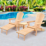 Gardeon 3PC Adirondack Outdoor Table and Chairs Wooden Sun Lounge Beach Patio Natural FF-BEACH-CHOT-3NTL