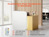 Reception Desk, 80 cm Rectangular Front Counter Table, Modern Office Reception Desk with LED Light, V952-YBQTBSMSJXDLHVT0N001V9