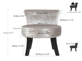 Grey Round Vanity Stool with Padded Seat and Backrest V767-XJJ379-SR-V1