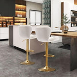 SERENIT Swivel Bars Set of 2 Counter Height Barstools with Back Velvet Upholstered Adjustable V255-GP2210R-IVORY