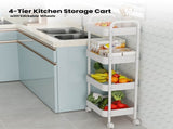 Kitchee 4-Tier Kitchen Storage Cart Trolley with Wheels - Shelf Organiser WHITE V238-SUPDZ-41313624588368