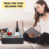 Wooden Couch Cup Holder Tray with Soft Silicone & Rotatable Phone Holder for Storaging Drinks & V178-36125