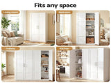 Artiss 2x Buffet Sideboard Cabinet Pantry Hutch Kitchen Storage Organiser White FUR-W-WR03-WH-ABX2